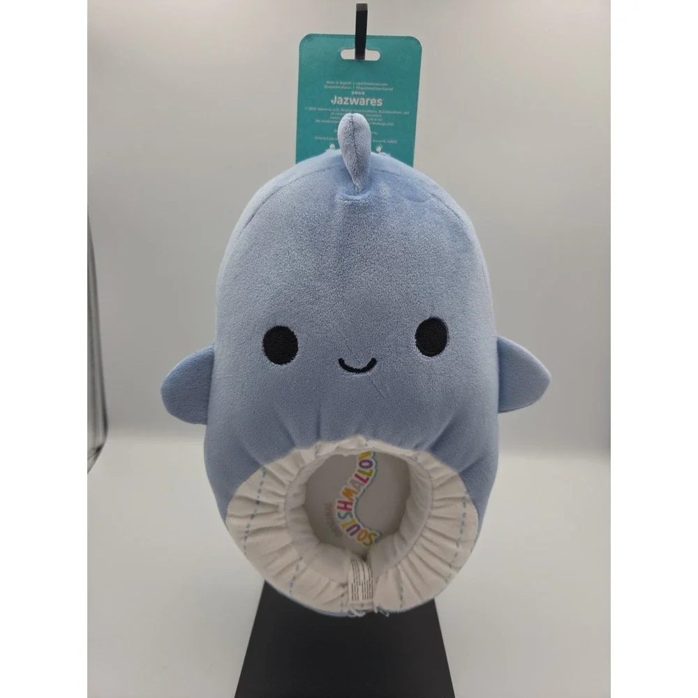 Squishmallow Samir The Whale Plush Slippers Youth Size 4/5 Blue Jazwares NEW